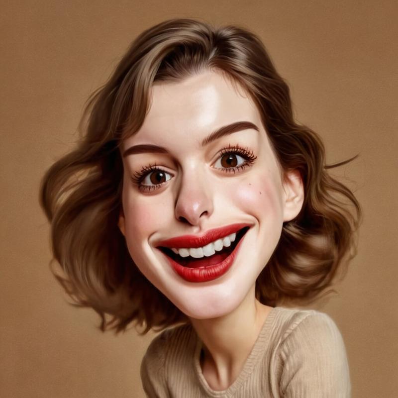 Anne Hathaway caricature photo generated by AI